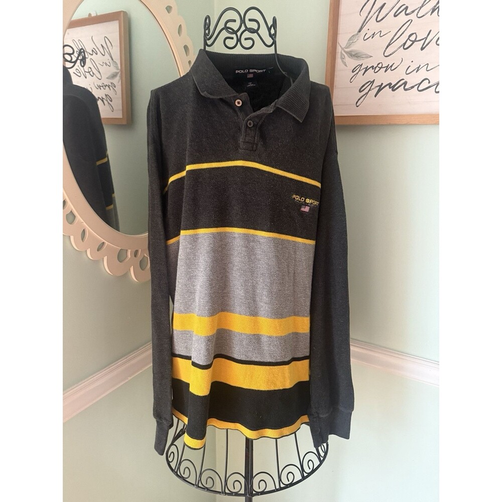 Polo Sport Ralph Lauren Men’s Sweater Gray And Yellow Size L